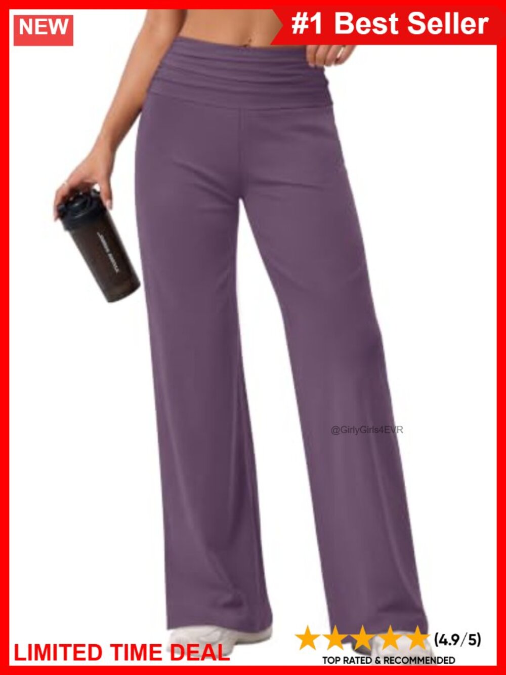 Yoga Pants Wide Leg Ruched High Rise Pull On Active Pants
